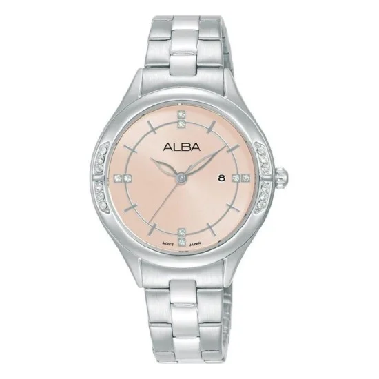 Alba 32Mm Fashion Watch For Women, Analog, Stainless Steel Band - Silver